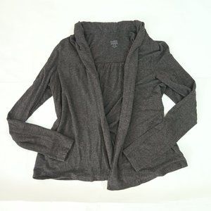 Eileen fisher gray stretch knit open front cardigan p s petite s